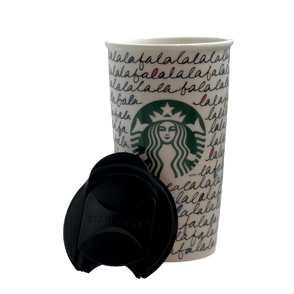 Starbucks Holiday FaLaLa 2011 Ceramic Coffee Tea Travel Tumbler 12 oz - Picture 11 of 11